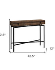 43" Brown And Black Cross Leg Console Table