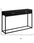 48" Black Frame Console Table And Drawers