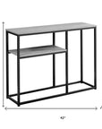 42" Gray And Black Frame Console Table With Storage