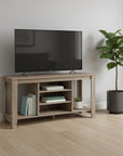 48" Taupe Wood Open Shelving TV Stand