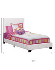White Solid Wood Twin Upholstered Faux Leather Bed Frame