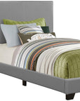 Solid Wood Twin Gray Upholstered Faux Leather Bed