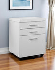 25" White Particle Board Filing Cabinet With Drawers