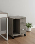 17.75" X 17.75" X 23" Dark Taupe Particle Board Hollow Core 2 Drawers Office Cabinet