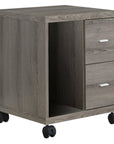 17.75" X 17.75" X 23" Dark Taupe Particle Board Hollow Core 2 Drawers Office Cabinet