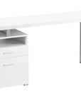 60" White and Silver Computer Desk With Two Drawers