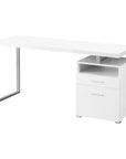 60" White and Silver Computer Desk With Two Drawers