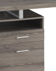 60" White and Silver Computer Desk With Two Drawers