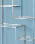 72" Silver And Clear Metal and Glass Nine Tier Etagere Bookcase