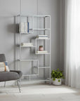 72" Silver And Clear Metal and Glass Nine Tier Etagere Bookcase
