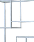 72" Silver And Clear Metal and Glass Nine Tier Etagere Bookcase