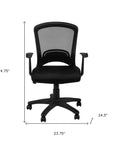 Black Polyester Seat Swivel Adjustable Task Chair Mesh Back Plastic Frame