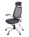 Gray Black and Silver Adjustable Height Swivel Rolling Executive Office Chair