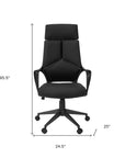 Black Adjustable Height Swivel Rolling Executive Office Chair
