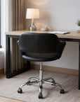Black and Silver Adjustable Swivel Faux Leather Rolling Office Chair