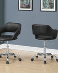 Black and Silver Adjustable Swivel Faux Leather Rolling Office Chair