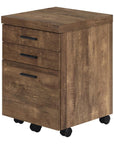25" Brown Particle Board and Wood Filing Cabinet With Drawers