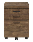 25" Brown Particle Board and Wood Filing Cabinet With Drawers