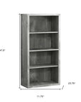 48" Gray Wood Four Tier Bookcase