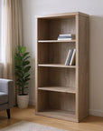 48" Taupe Distressed Wood Adjustable Four Tier Bookcase