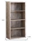 48" Taupe Distressed Wood Adjustable Four Tier Bookcase