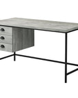 55" Gray and Black Computer Desk With Three Drawers