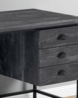 55" Gray and Black Computer Desk With Three Drawers