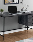 55" Gray and Black Computer Desk With Three Drawers