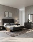 Four Piece Gray Solid Wood Bedroom Set With Mirror