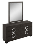 Four Piece Gray Solid Wood Bedroom Set With Mirror