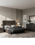 Four Piece Gray Solid Wood Bedroom Set With Mirror
