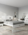 Four Piece White Solid Wood Bedroom Set With Mirror