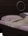 Four Piece Wood Brown Solid Wood Bedroom Set With Mirror