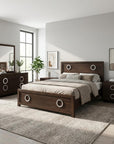Four Piece Wood Brown Solid Wood Bedroom Set With Mirror