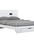 Four Piece White Solid Wood Bedroom Set With Mirror