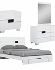 Four Piece White Solid Wood Bedroom Set With Mirror