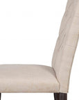 Set of Two Tufted Beige and Espresso Upholstered Linen Dining Side Chairs