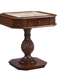 28" Brown Octagon Console Table With Drawer