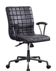24" X 25" X 36" Vintage Black Top Grain Leather Aluminum Metal Upholstered (Seat) Casters Engineered Wood Executive Office Chair