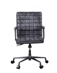 24" X 25" X 36" Vintage Black Top Grain Leather Aluminum Metal Upholstered (Seat) Casters Engineered Wood Executive Office Chair