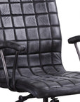 24" X 25" X 36" Vintage Black Top Grain Leather Aluminum Metal Upholstered (Seat) Casters Engineered Wood Executive Office Chair