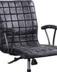 24" X 25" X 36" Vintage Black Top Grain Leather Aluminum Metal Upholstered (Seat) Casters Engineered Wood Executive Office Chair