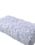 18" White and Gold Upholstered Faux Fur Bench