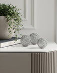 Set of Three Silver Wire 3" Decorative Orbs