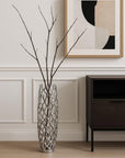 40" Aluminum Silver Twigs Cylinder Floor Vase