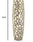 32" Aluminum Silver Twigs Cylinder Floor Vase