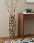 32" Aluminum Silver Twigs Cylinder Floor Vase