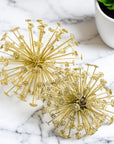 Set of Two Gold Cast Iron Decorative Spiky Sphere Tabletop Sculptures