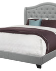 Solid Wood Queen Tufted Gray Upholstered Linen Bed With Nailhead Trim