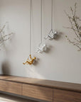Set of Three Gold Silver And White Resin Hanging Dimensional Sculpture